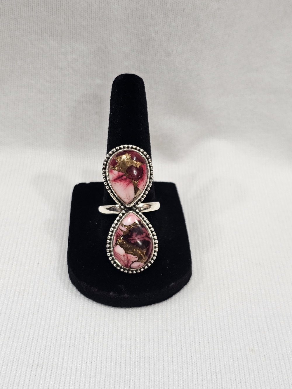Red Dahlia Sterling Silver Closed Back Ring Size 9